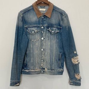 All Saints Iren denim jacket suede collar